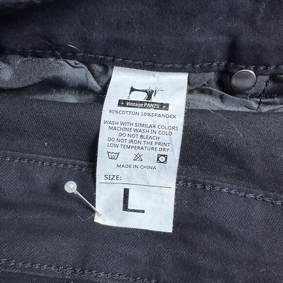 Vintage Pants 70s Bell Bottom Jeans Black Size L Flare Everdesign Retro - Picture 7 of 14